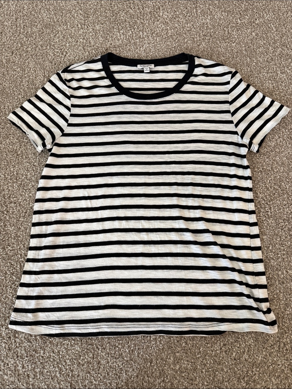 Splendid Black and White Striped Short Sleeve Tee